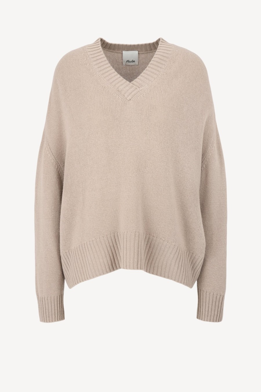 Vetements Allude | Pull Beige Avec Col En V