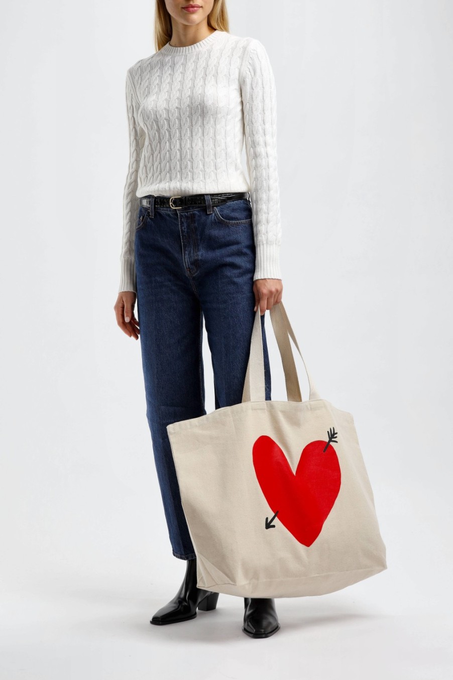 Sacs Anita Hass | Grand Shopper En Toile Avec Logo En Forme De Coeur