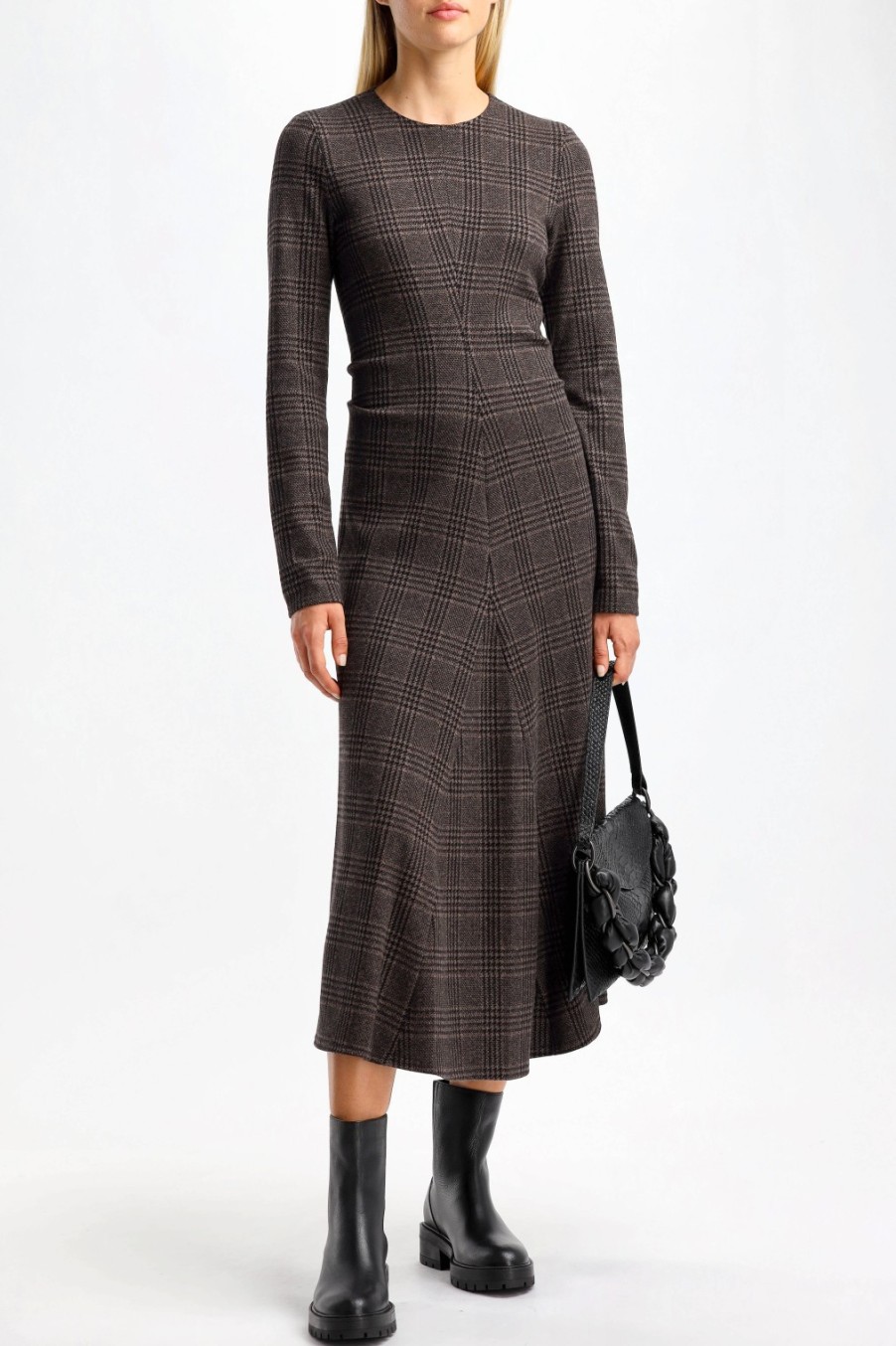 Vetements Tibi | Robe Tricotee Lutz Godet En Marron