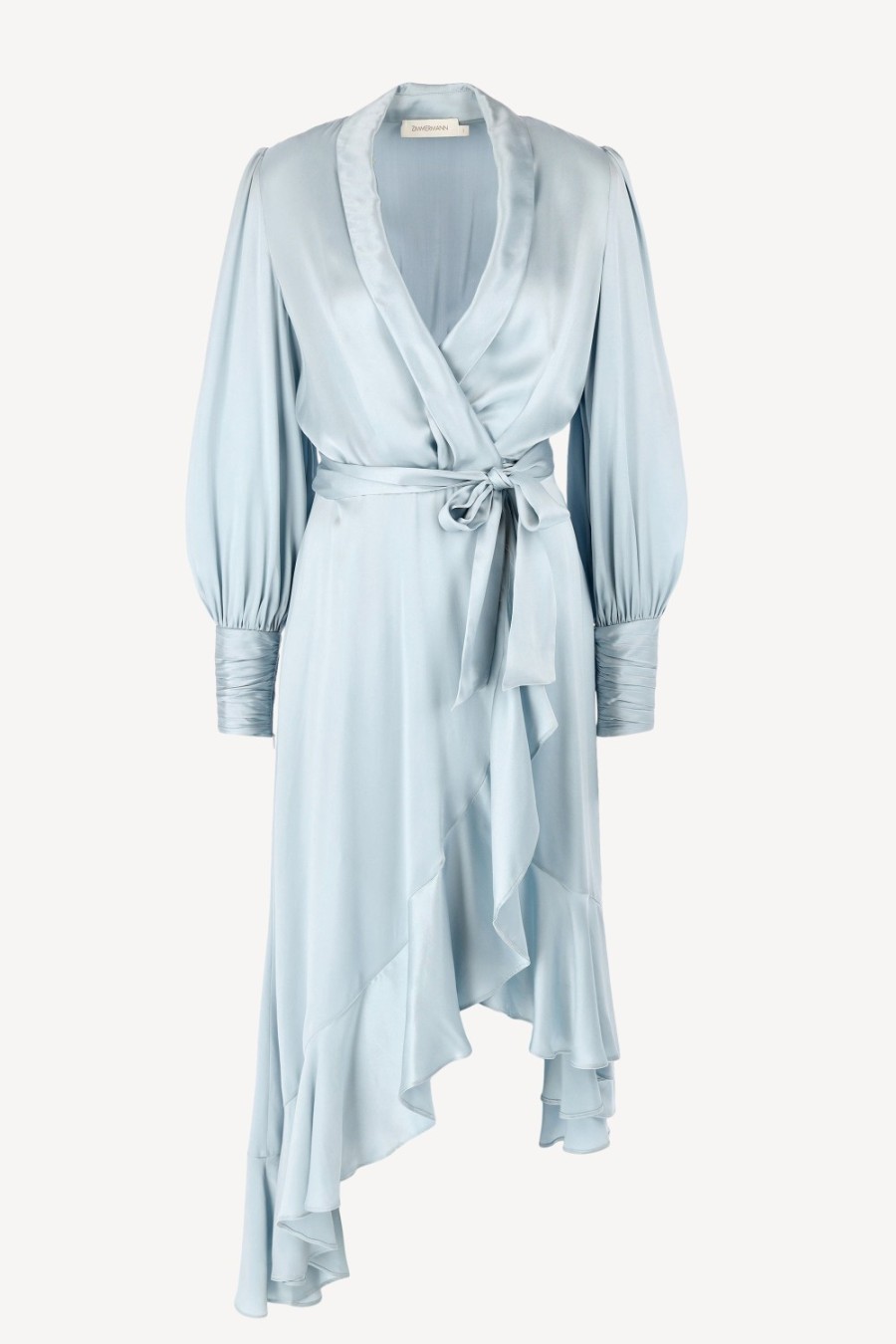 Vetements Zimmermann | Robe En Soie Wrap Midi In Dusty Blue