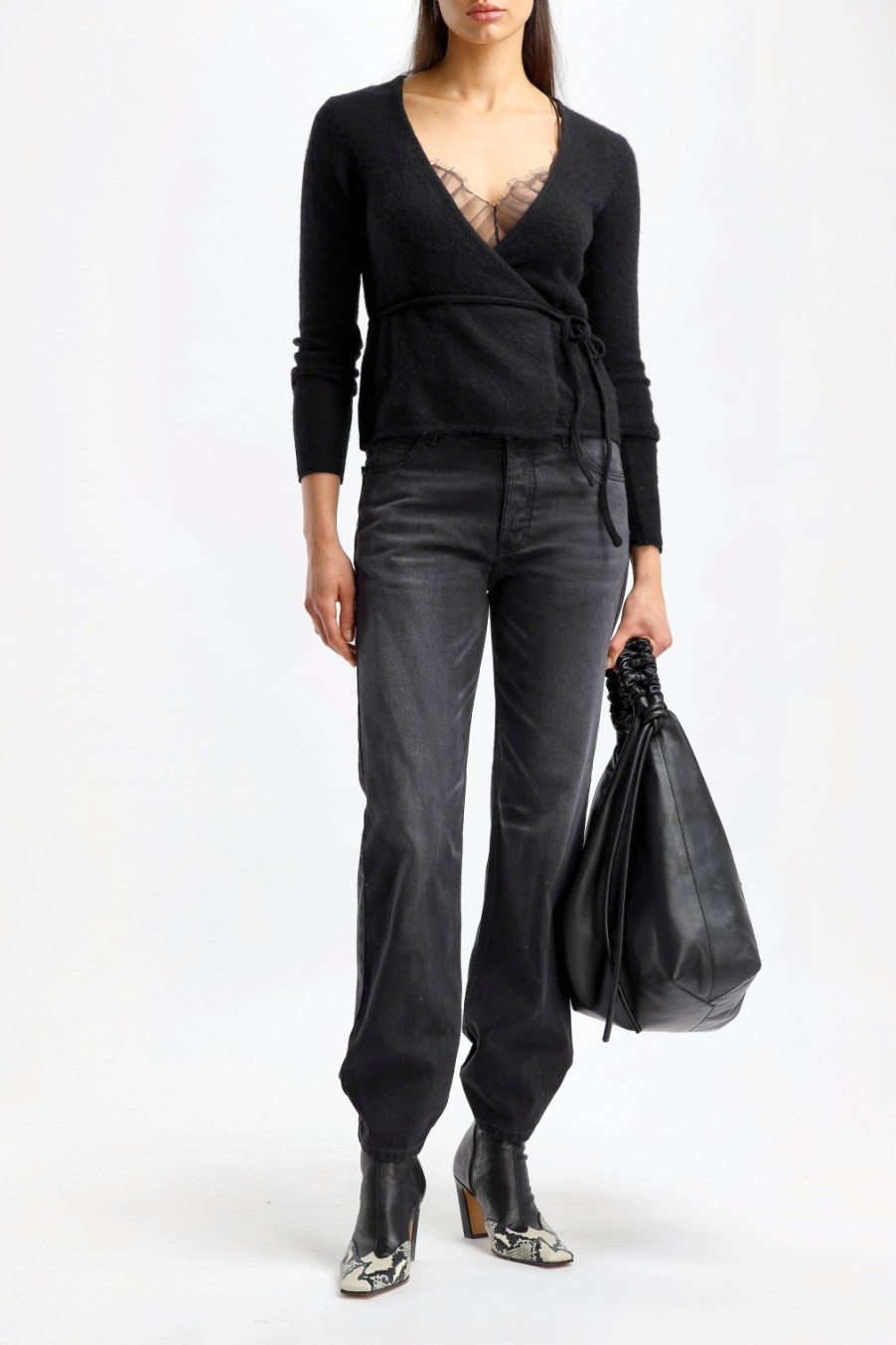Vetements American Vintage | Cardigan Portefeuille Xinow En Noir