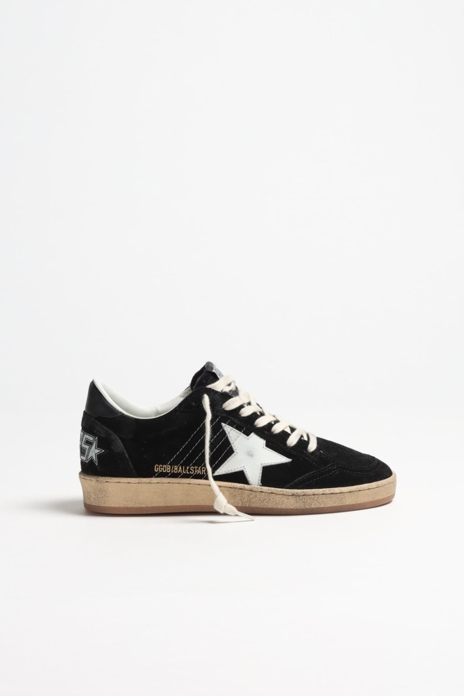 Chaussures Golden Goose | Baskets Ballstar Suede En Noir/Blanc