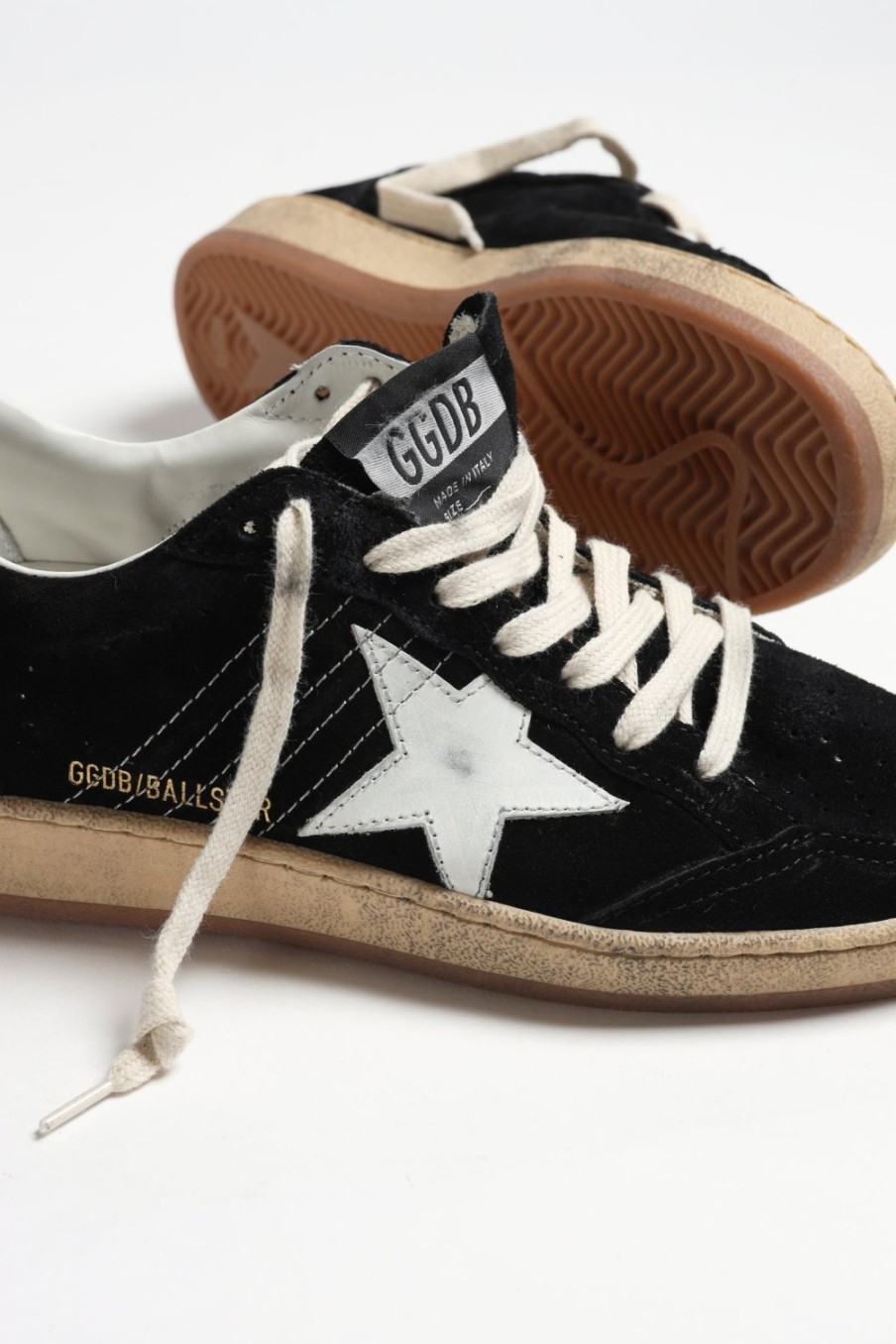Chaussures Golden Goose | Baskets Ballstar Suede En Noir/Blanc
