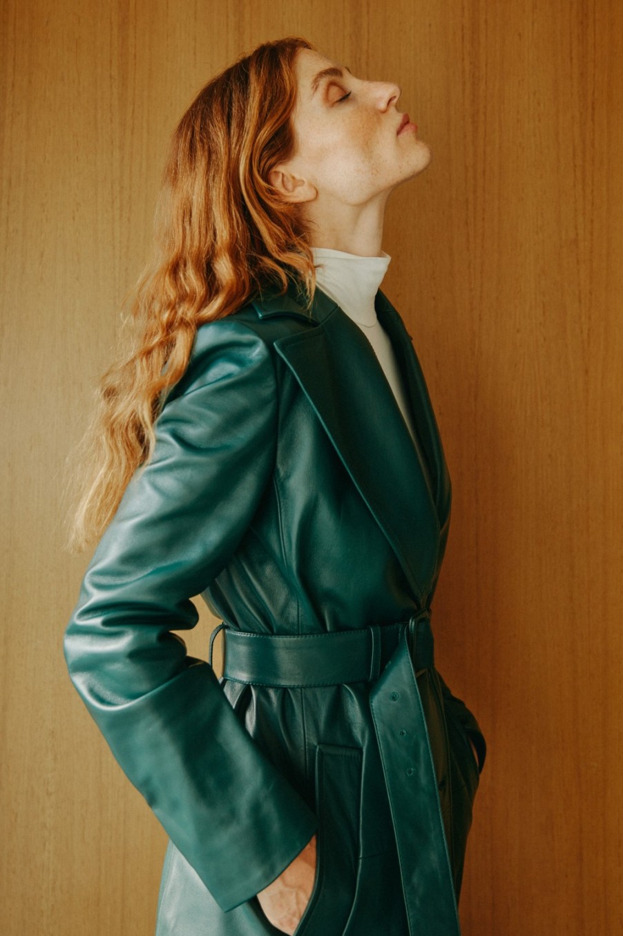 Vetements Marni | Manteau En Cuir Sleek In Spherical Green