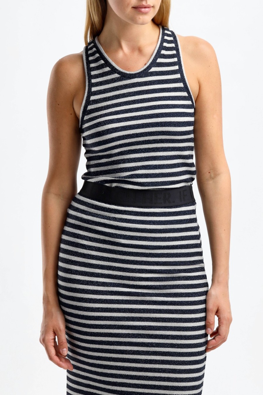 Vetements Dorothee Schumacher | Top Endless En Bleu Marine/Argent