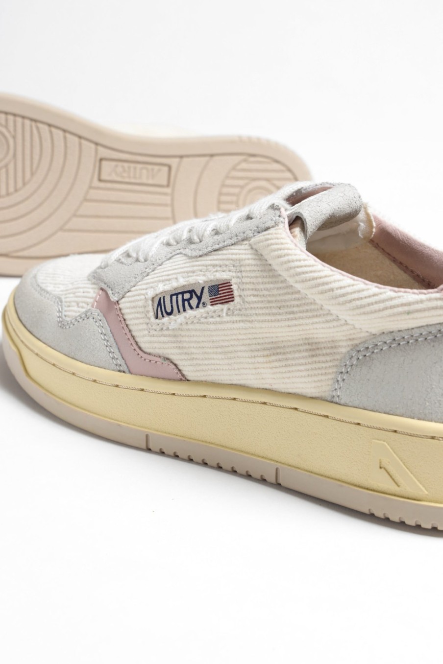 Chaussures Autry | Baskets 01 Low Cord En Blanc/Poudre