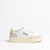 Chaussures Autry | Baskets 01 Low Suede En Blanc/Citron Vert