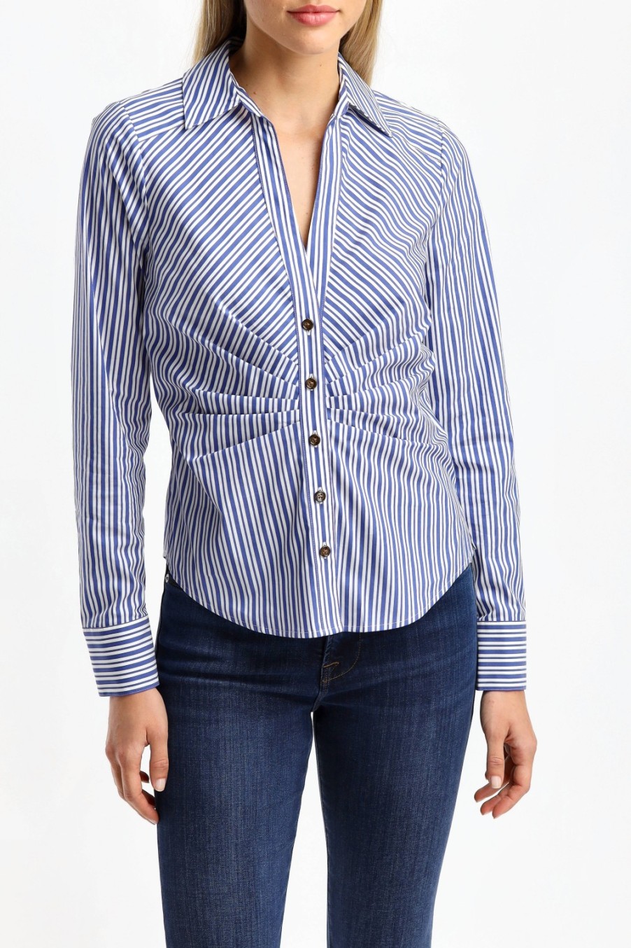 Vetements Veronica Beard | Blouse Joelle En Bleu/Blanc Casse