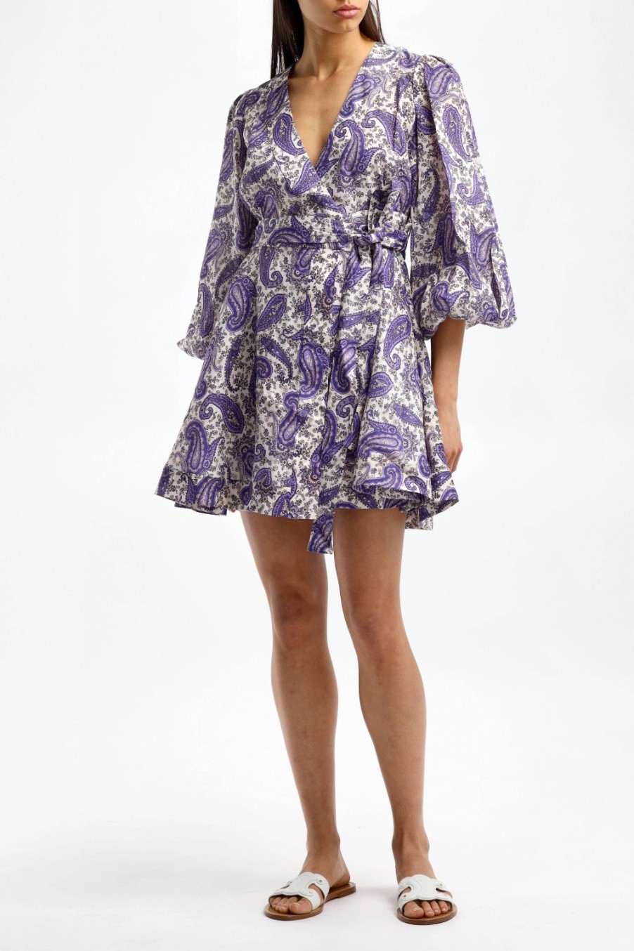 Vetements Zimmermann | Robe Wrap En Paisley Indigo
