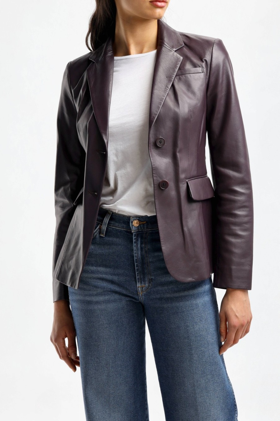 Vetements Altuzarra | Blazer En Cuir Fenice En Aubergine