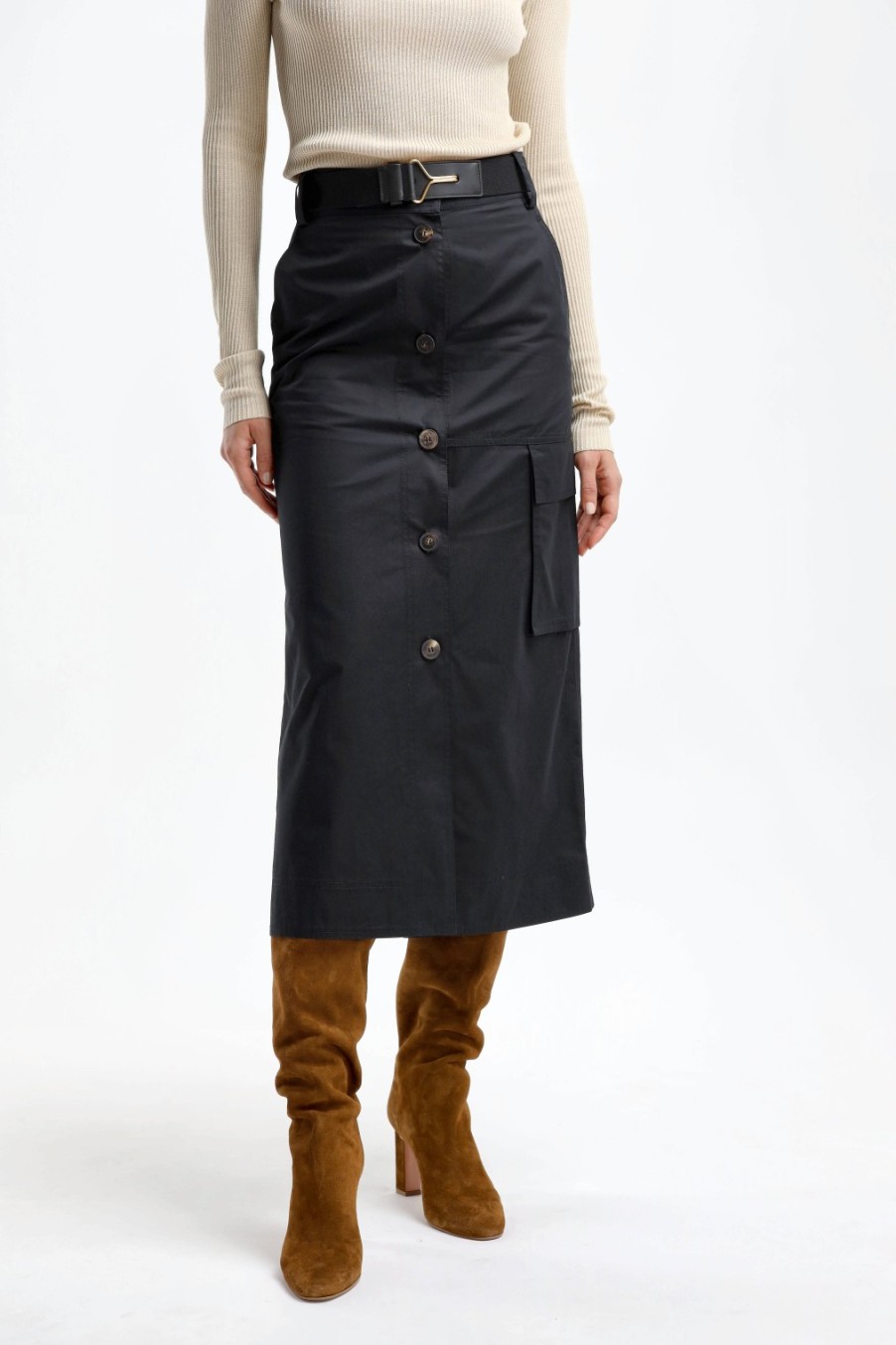 Vetements Tory Burch | Jupe Poplin En Noir