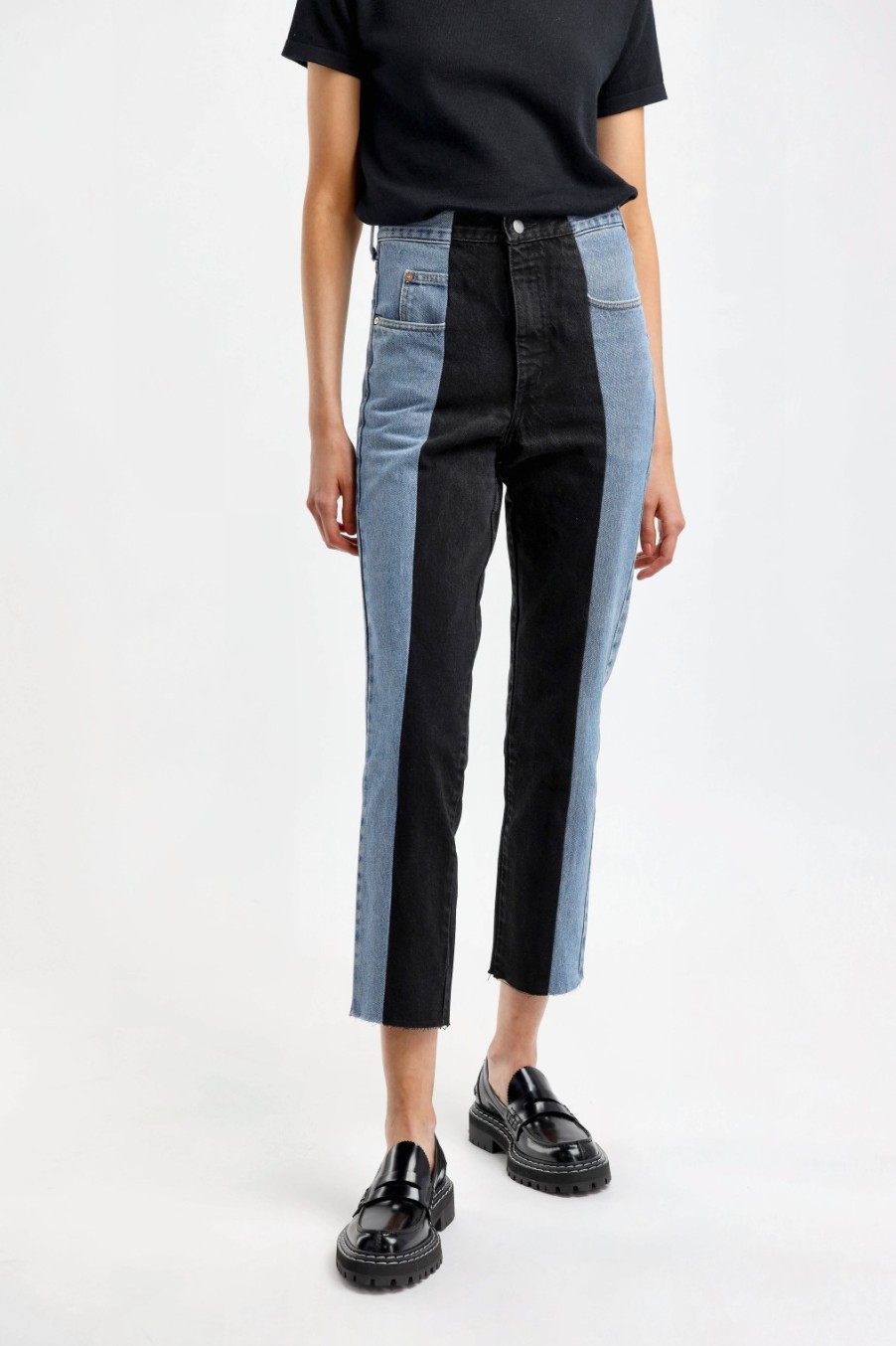 Vetements E.L.V. Denim | Jeans Straight En Bleu Clair/Noir
