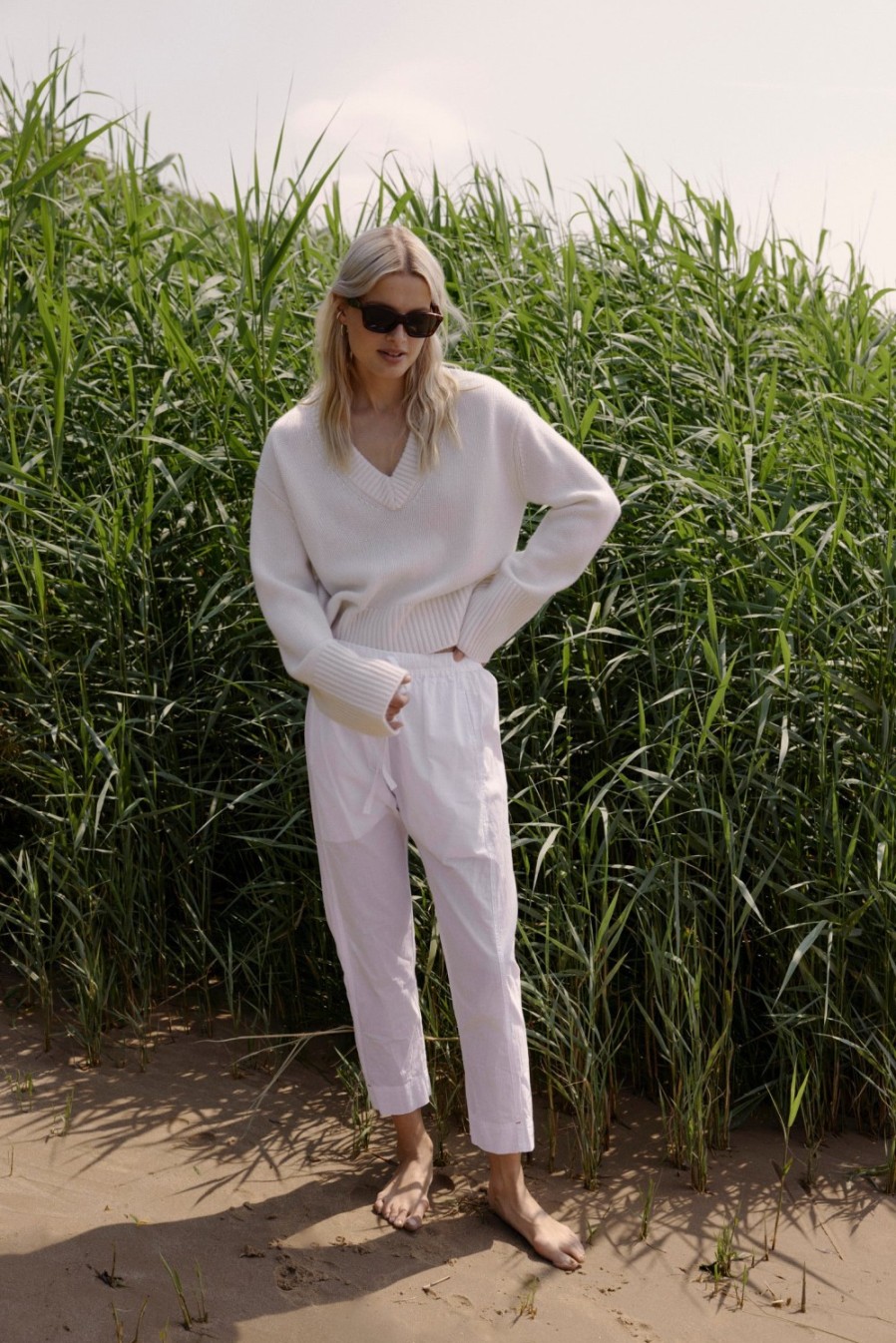 Vetements Xirena | Pantalon Draper En Blanc