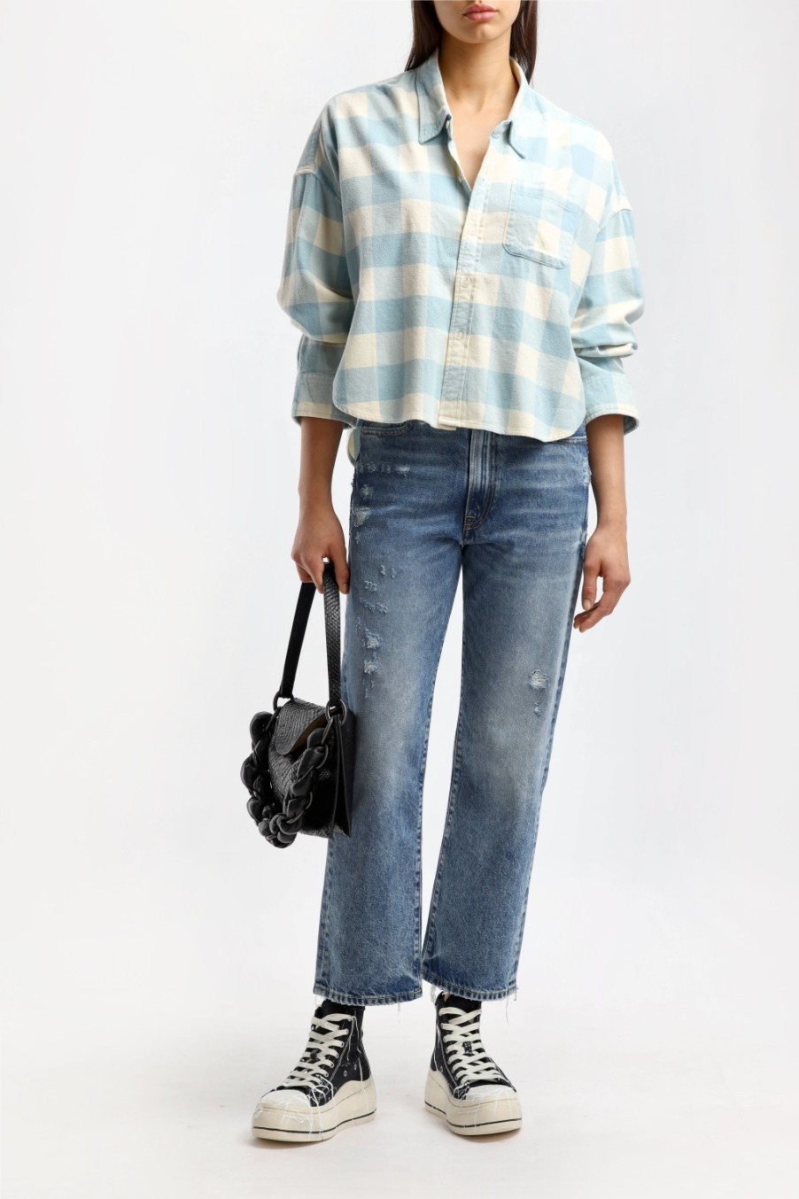 Vetements Denimist | Blouse Button Front En Bleu/Ecru