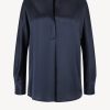 Vetements Vince | Blouse En Soie Band Collar In Coastal Blue