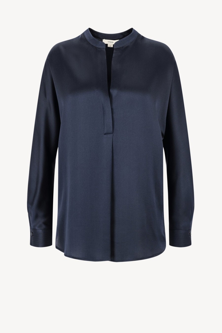 Vetements Vince | Blouse En Soie Band Collar In Coastal Blue