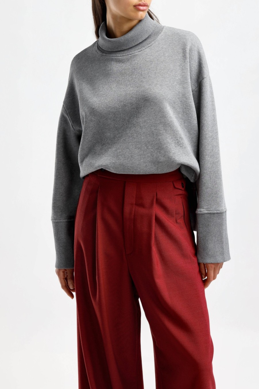 Vetements Closed | Pull A Col Roule En Grey Heather