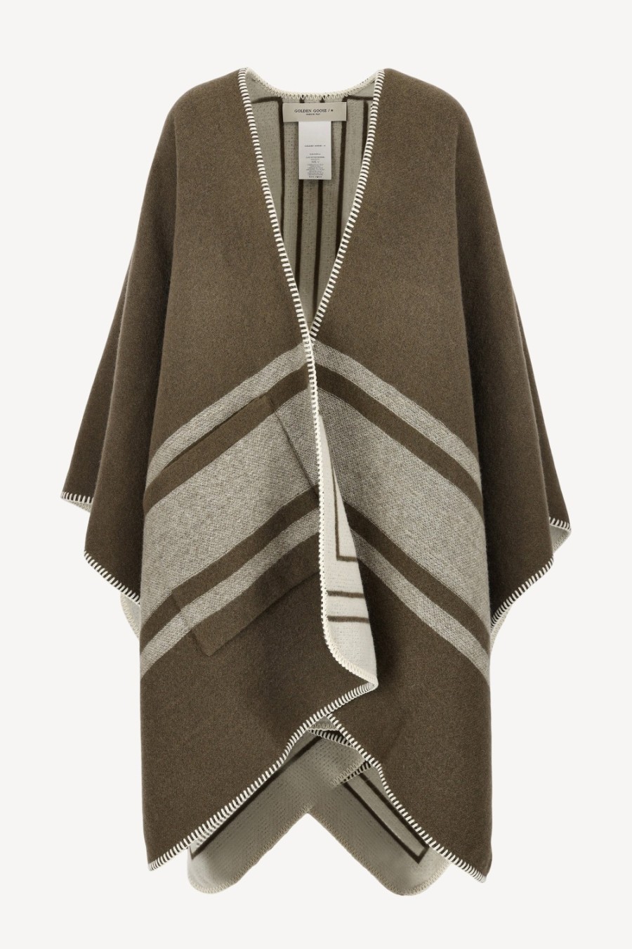 Vetements Golden Goose | Poncho Journey Vert/Blanc