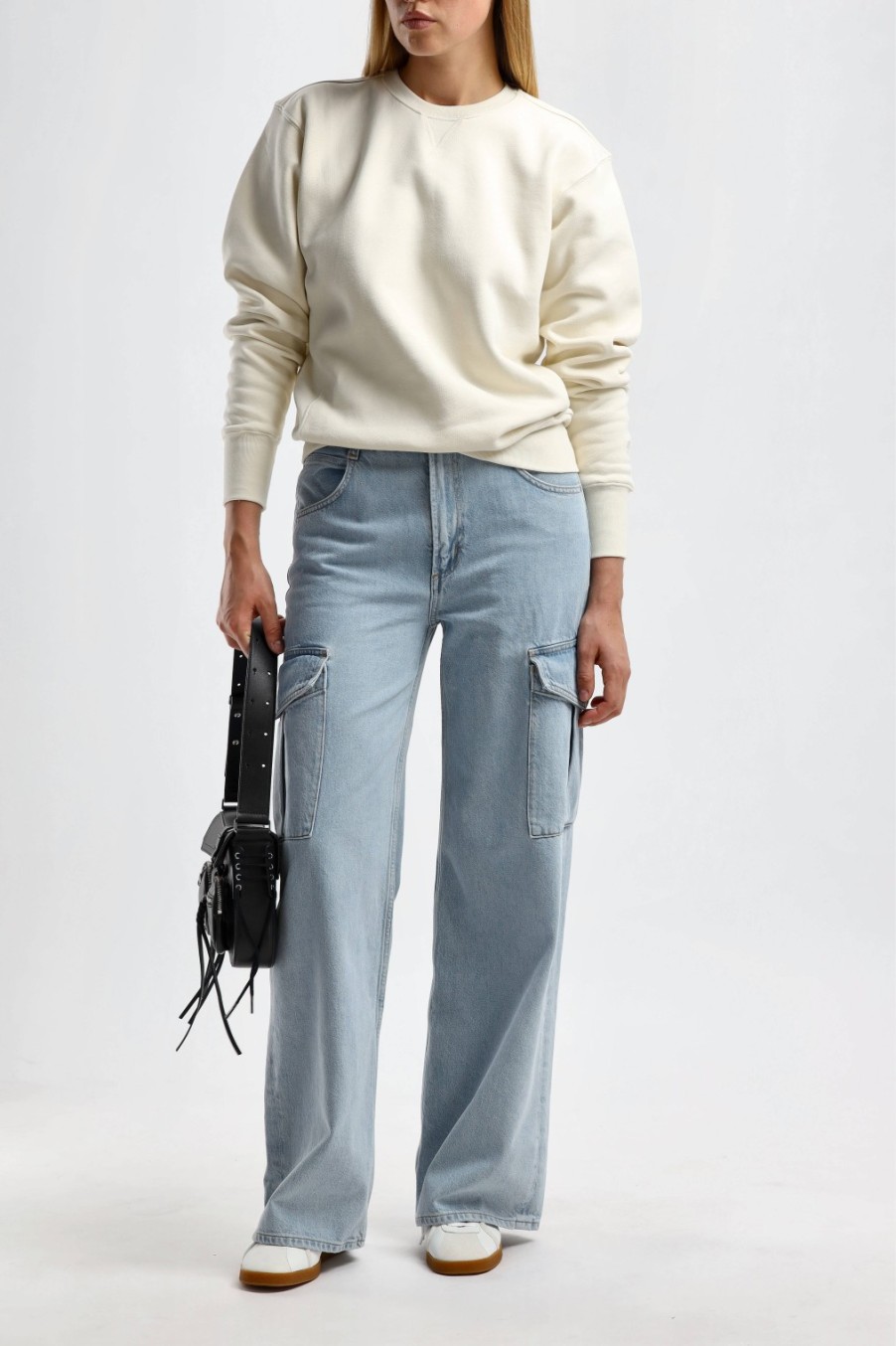 Vetements Toteme | Sweat-Shirt Ras Du Cou En Blanc Casse