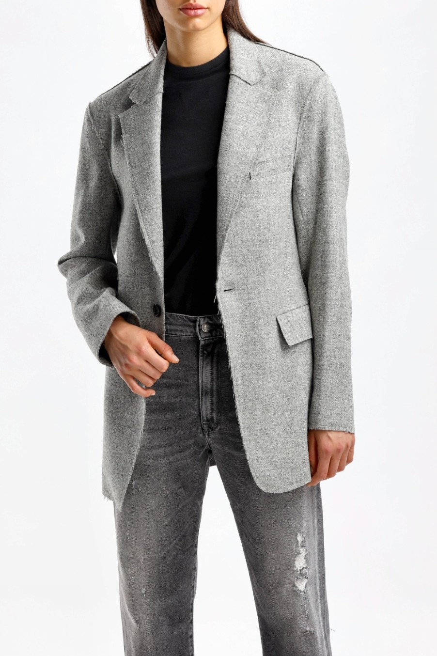 Vetements R13 | Blazer Raw Cut En Gris Heather