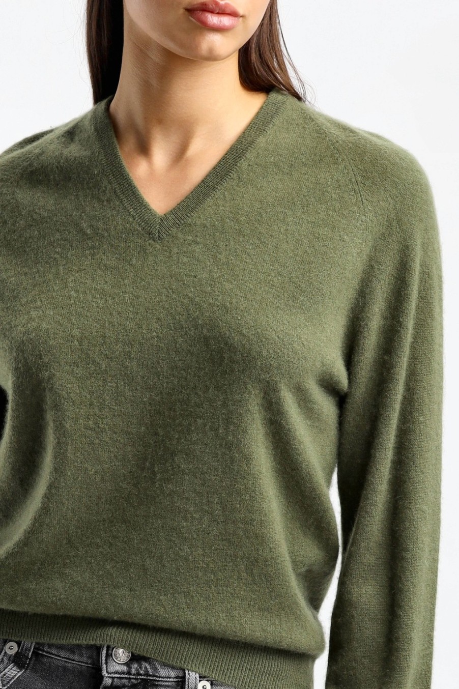 Vetements Frenckenberger | Pullover Mini V-Neck Vert