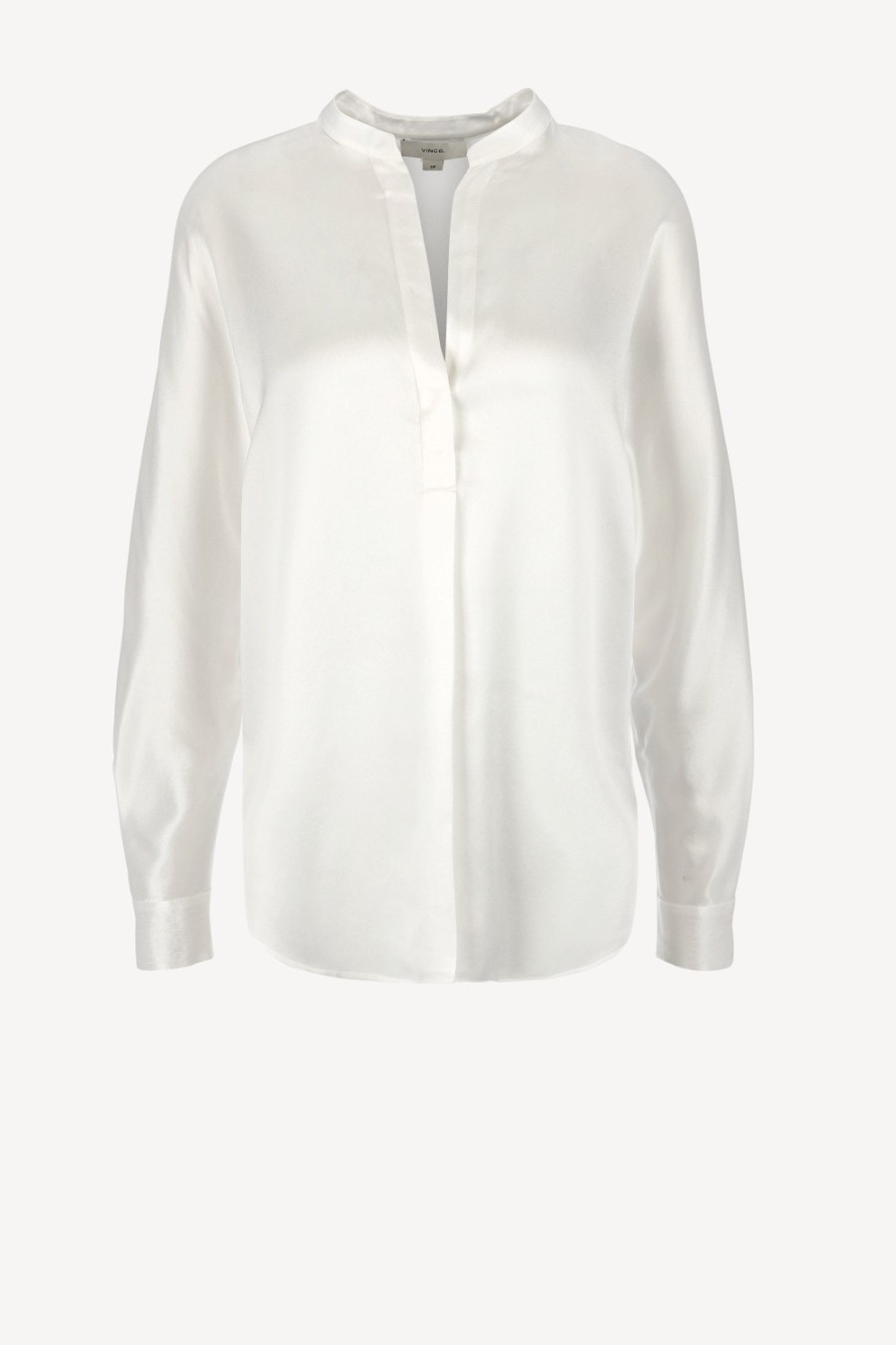 Vetements Vince | Blouse En Soie Band Collar En Blanc Optique
