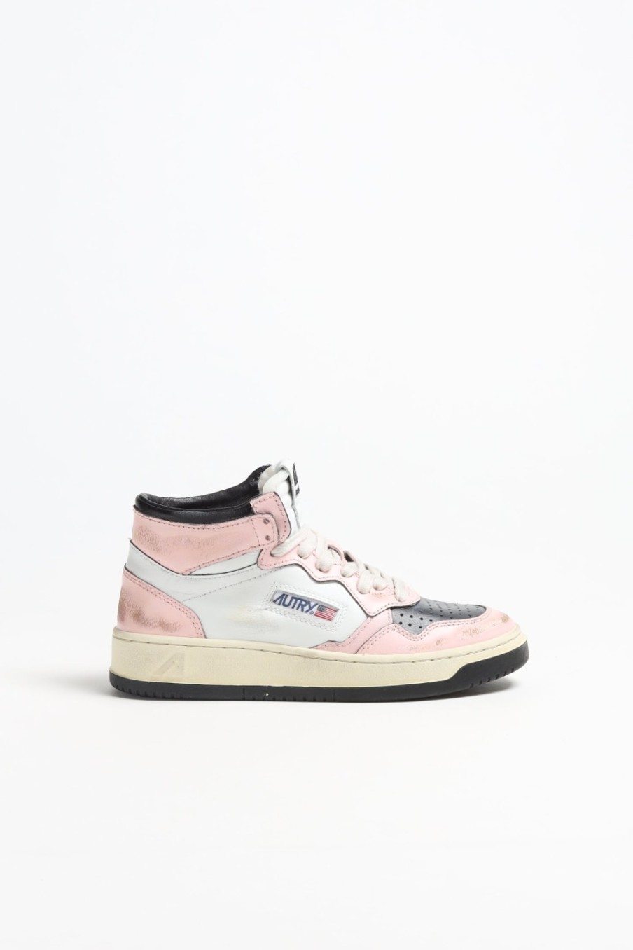 Chaussures Autry | Baskets Super Vintage Mid En Blanc/Rose