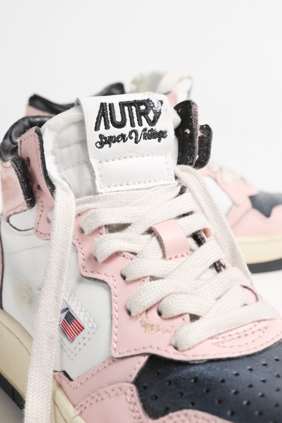 Chaussures Autry | Baskets Super Vintage Mid En Blanc/Rose