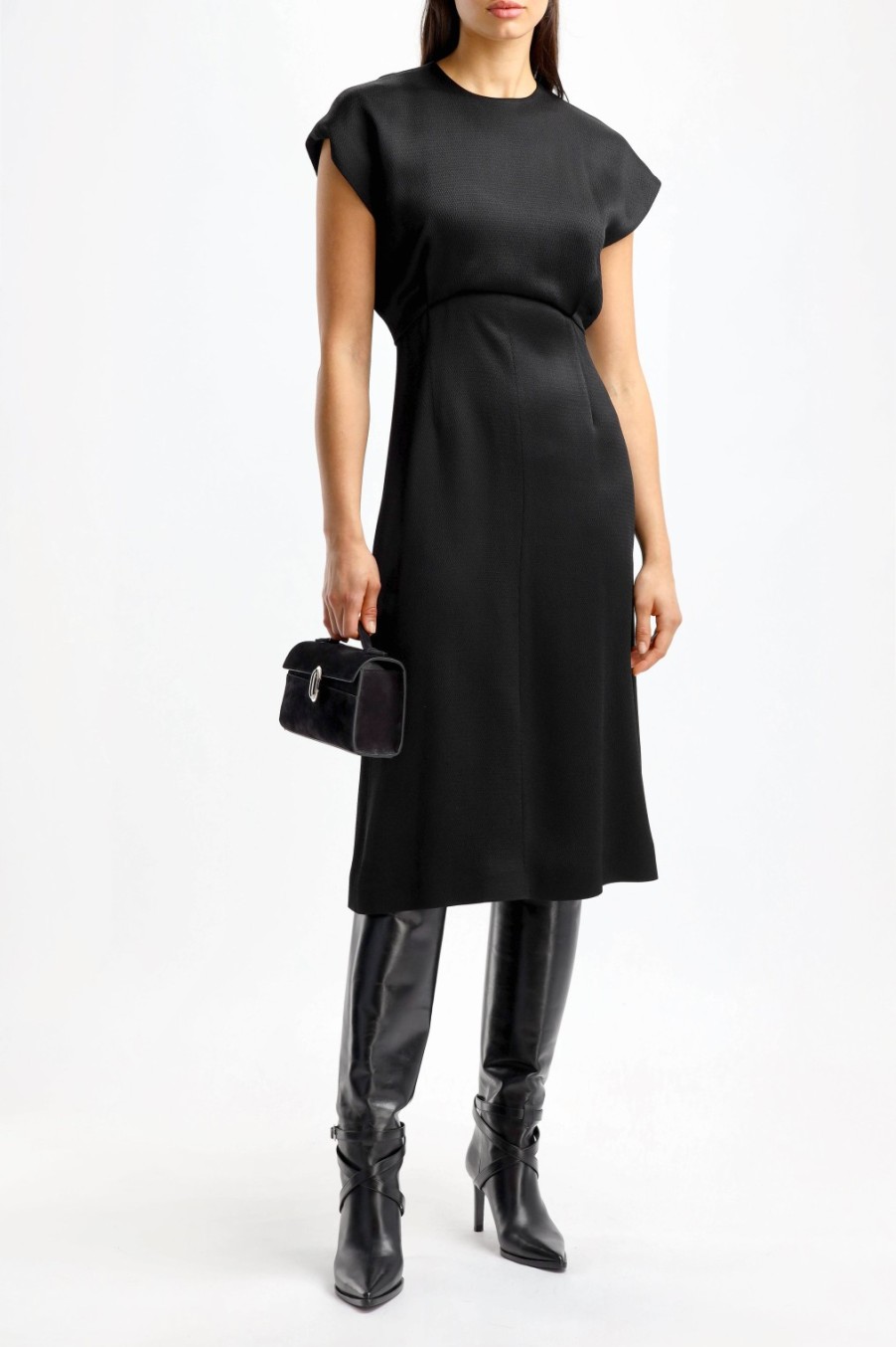Vetements Agnona | Robe Heavy Seersucker Noire