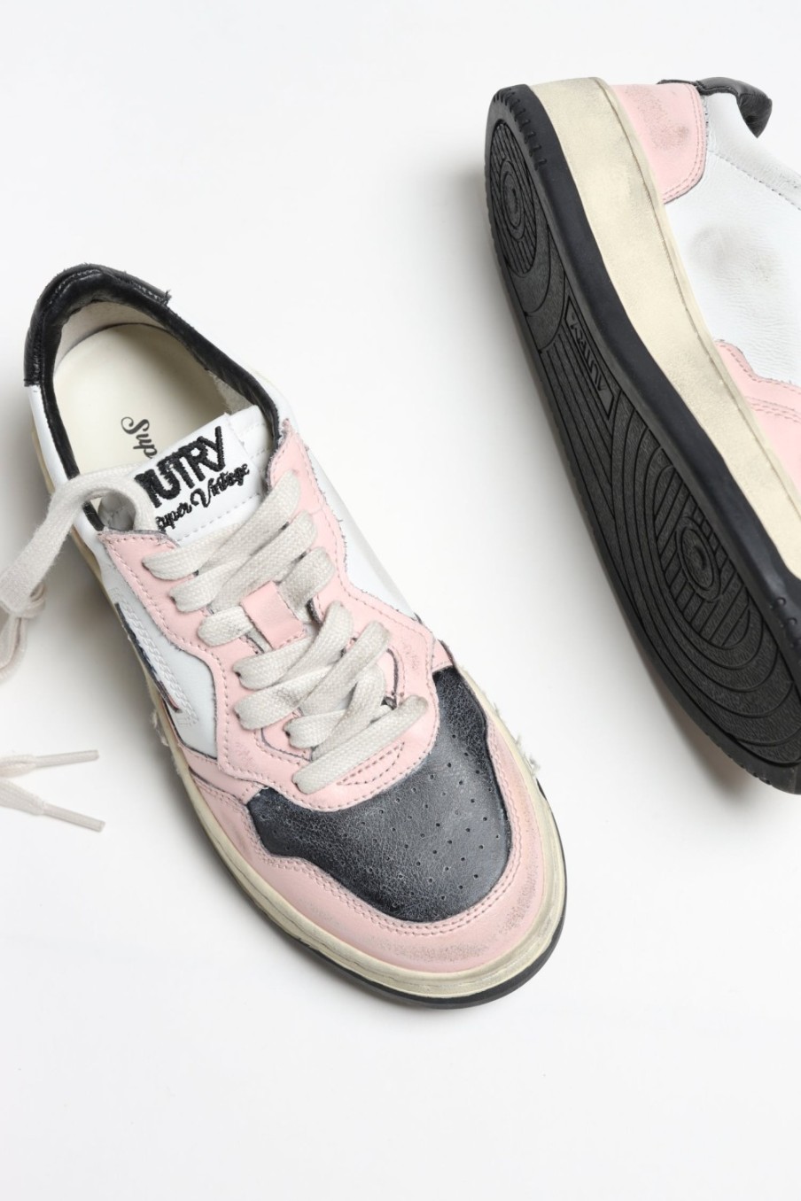 Chaussures Autry | Baskets Super Vintage En Blanc/Rose