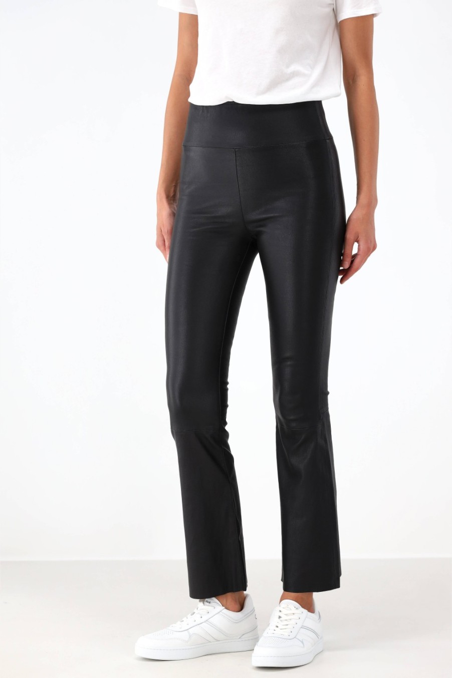 Vetements SPRWMN | Leggings En Cuir Noir Taille Haute Flare