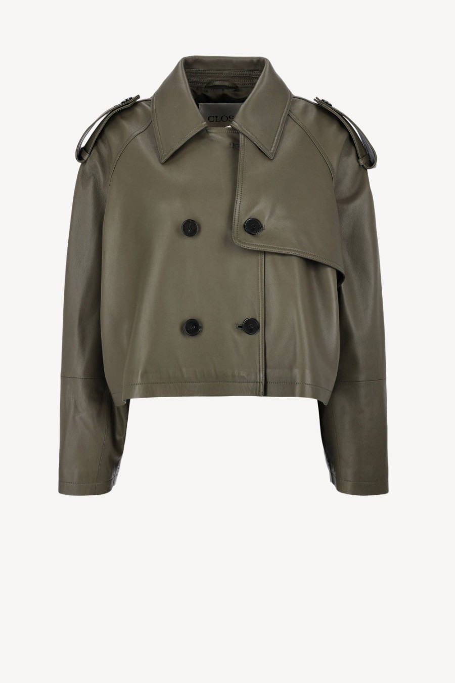 Vetements Closed | Veste Cropped Trench En Vert Armee
