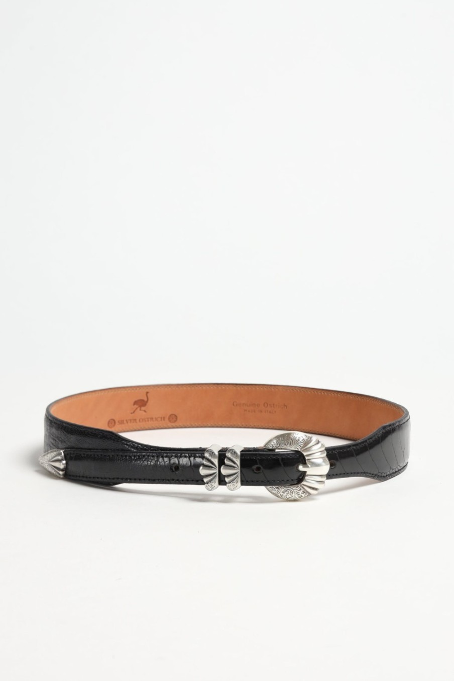 Accessoires Silver Ostrich | Ceinture Versailles Ostrich En Noir