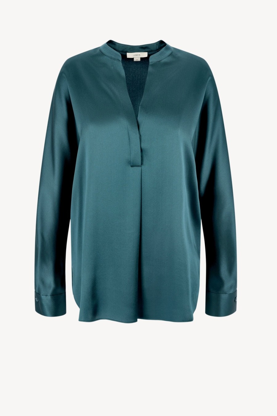 Vetements Vince | Blouse En Soie Band Collar In Deep Kelp