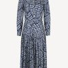 Vetements Tory Burch | Robe En Soie En Vichy Marine Warped Vichy