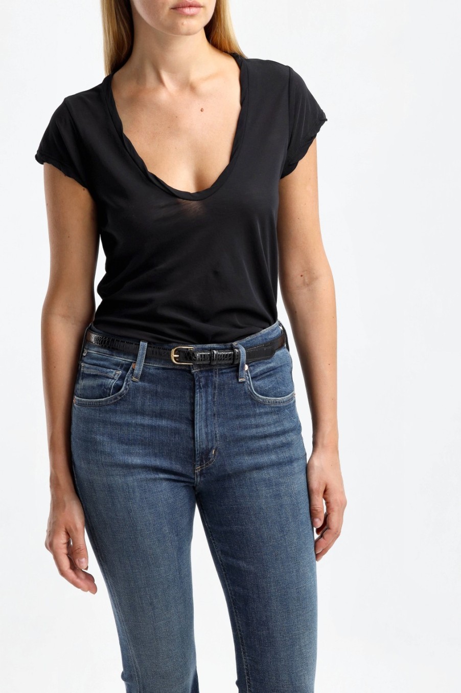 Vetements James Perse | T-Shirt Deep V En Noir