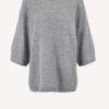 Vetements Tibi | T-Shirt En Cachemire Gris Clair