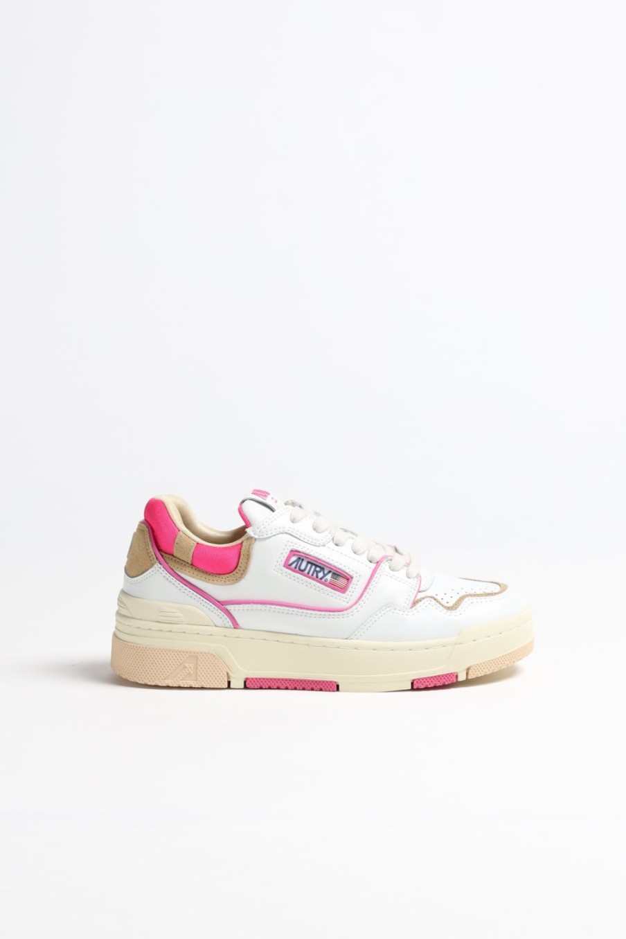 Chaussures Autry | Baskets Clc Low En Blanc/Beige/Rose