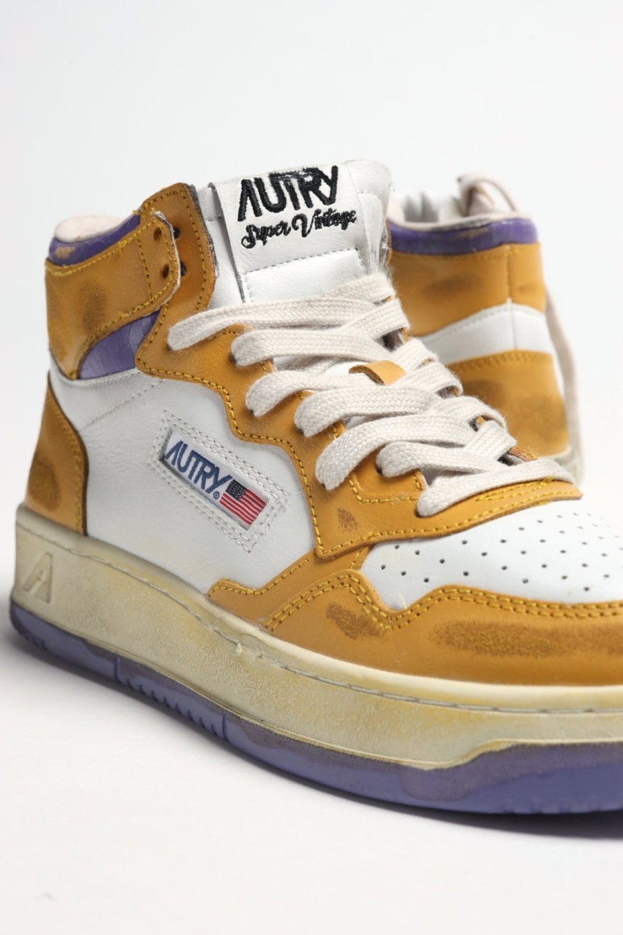 Chaussures Autry | Baskets Super Vintage Mid En Jaune/Violet