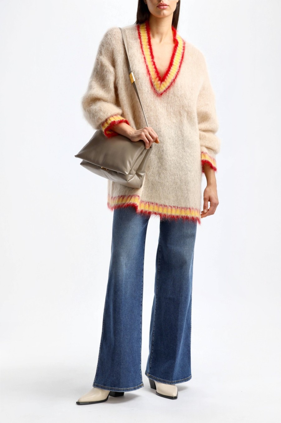 Vetements Marni | Pull Avec Col En V En Tan