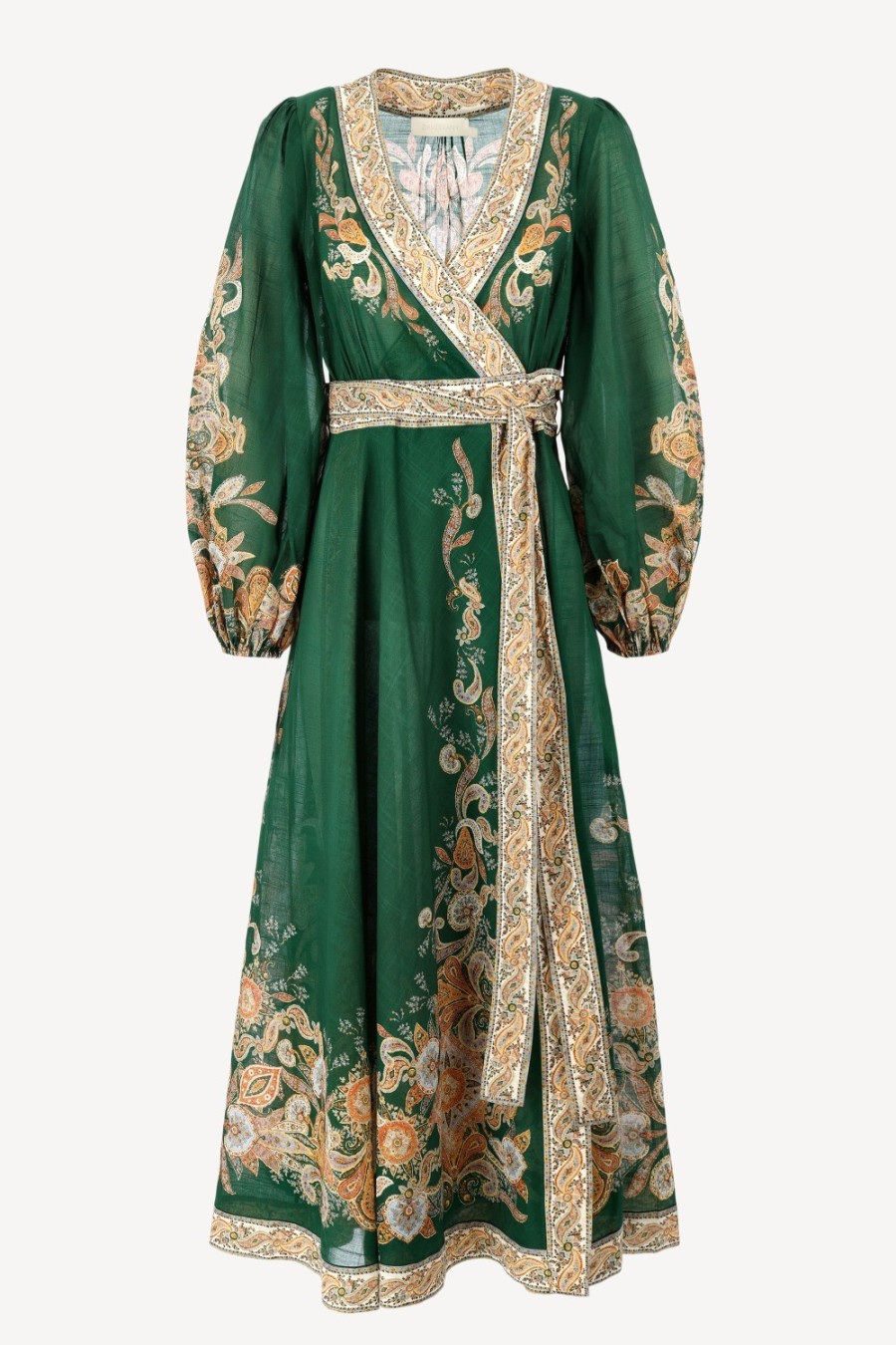 Vetements Zimmermann | Robe Portefeuille En Emeraude/Paisley