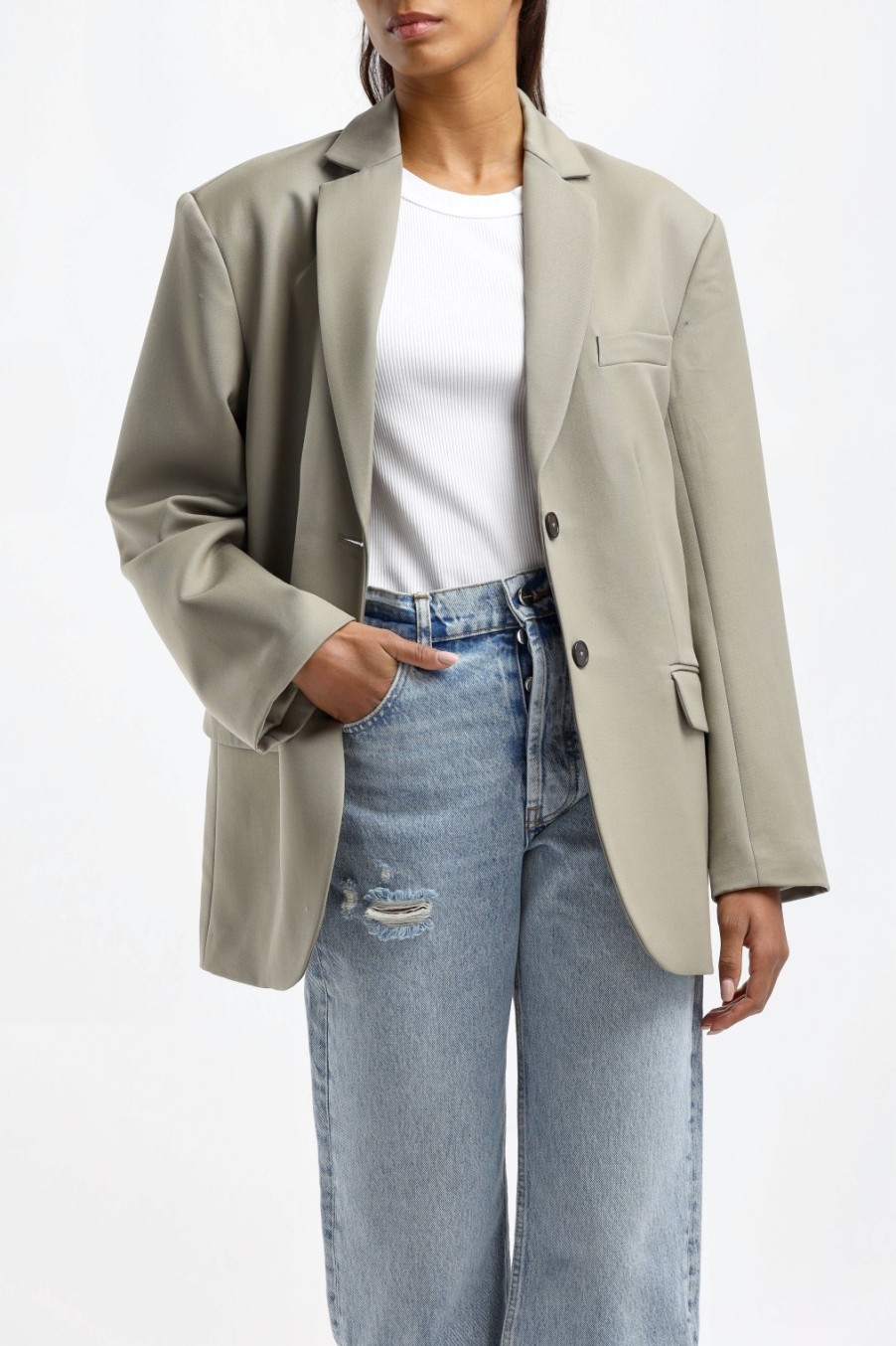 Vetements Anine Bing | Blazer Quinn En Vert Kaki
