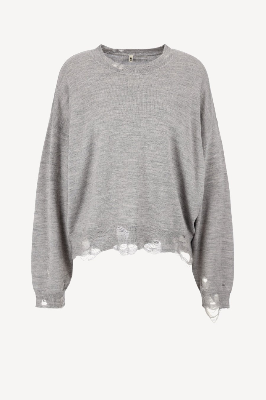Vetements R13 | Pull Crop Distressed En Gris Clair