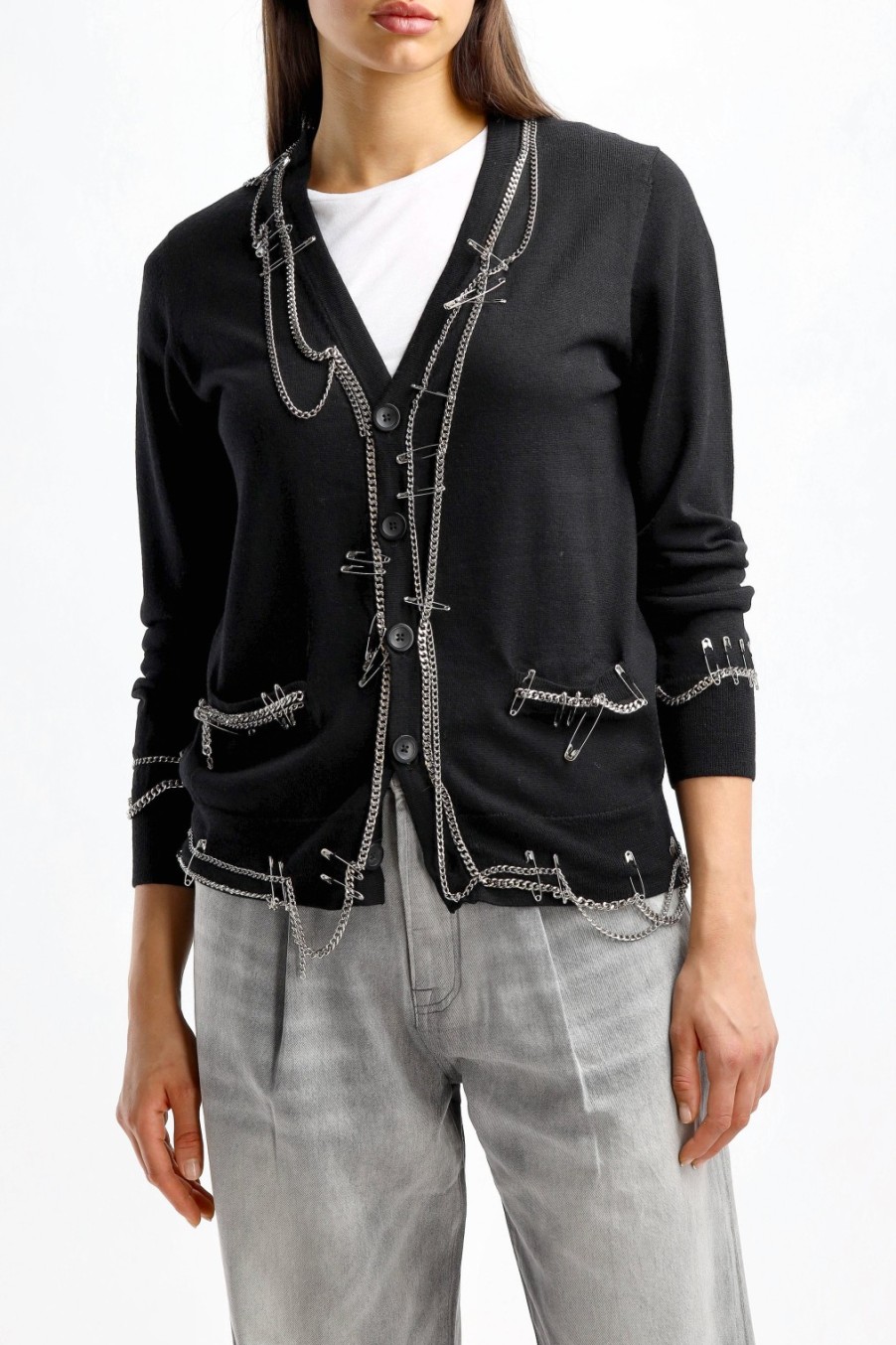 Vetements R13 | Cardigan Chain Embellished En Noir