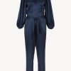 Vetements SoSue | Combinaison En Satin Bleu Marine