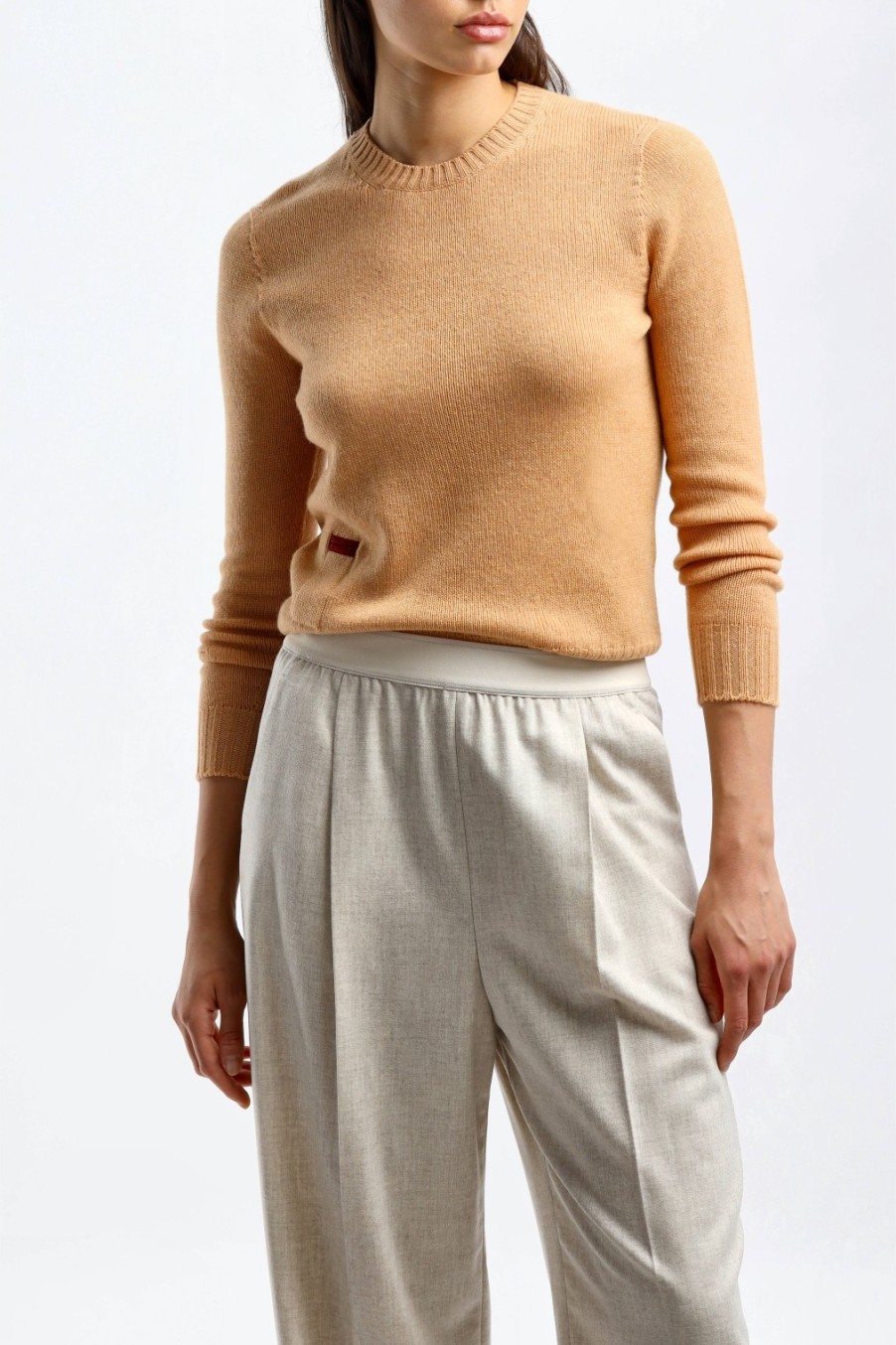 Vetements Agnona | Pull A Col Rond En Ambre