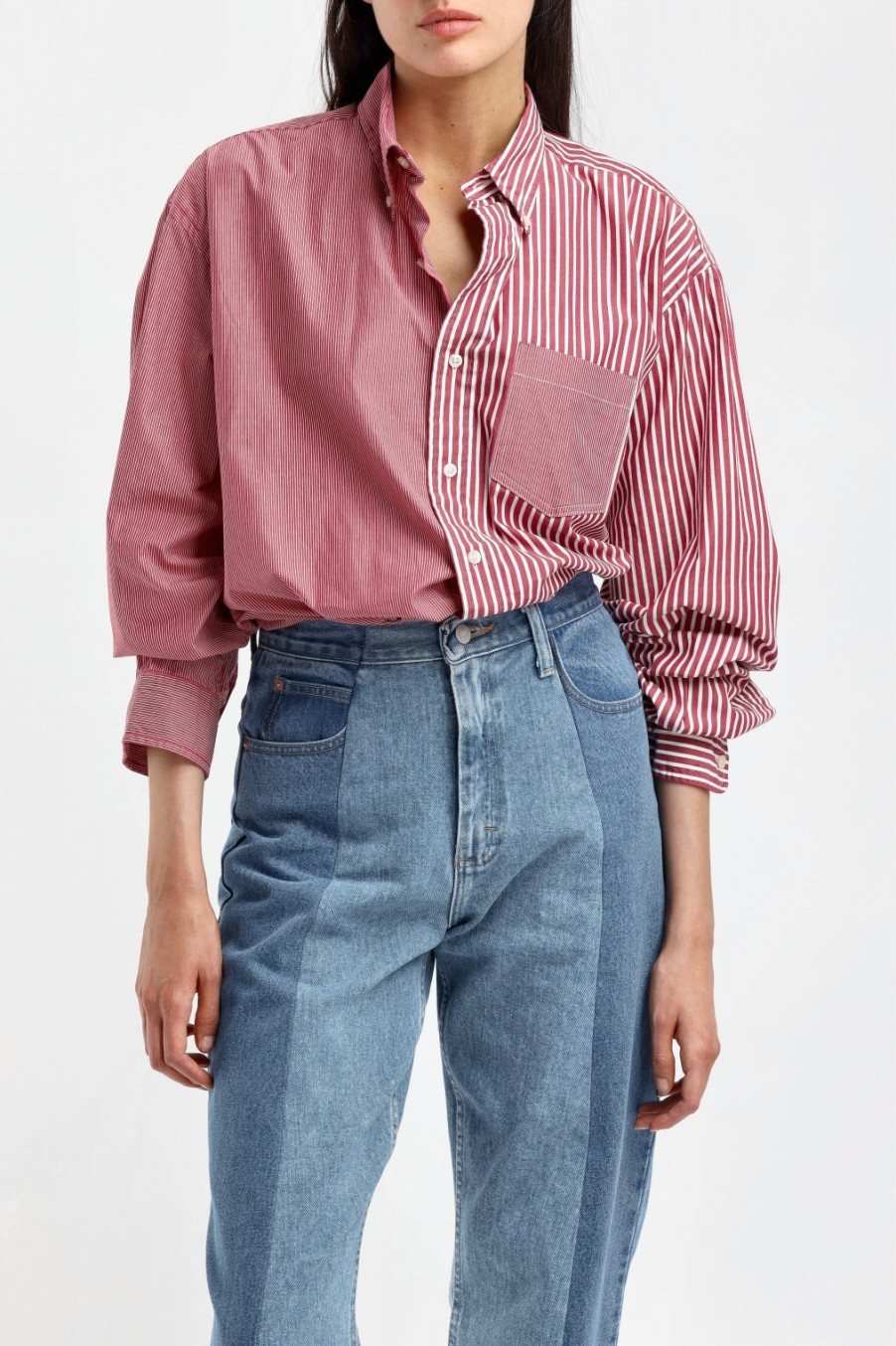 Vetements E.L.V. Denim | Blouse Diana En Blanc/Rouge