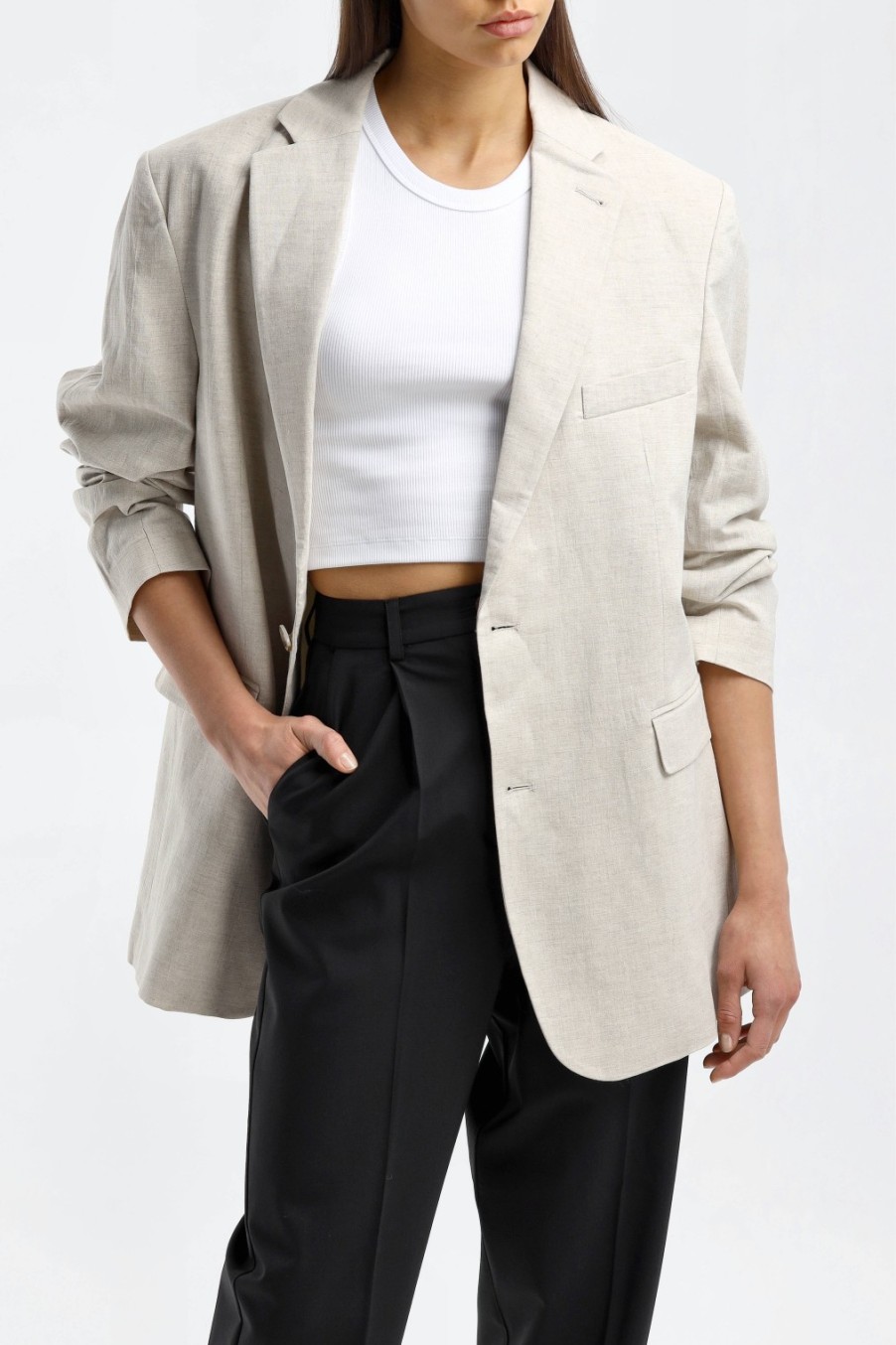 Vetements by Aylin Koenig | Blazer En Lin Charles En Ecru