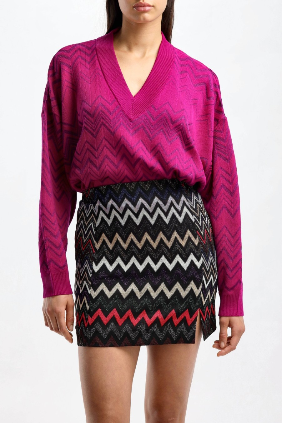 Vetements Missoni | Pull A Col En V En Purple Wine
