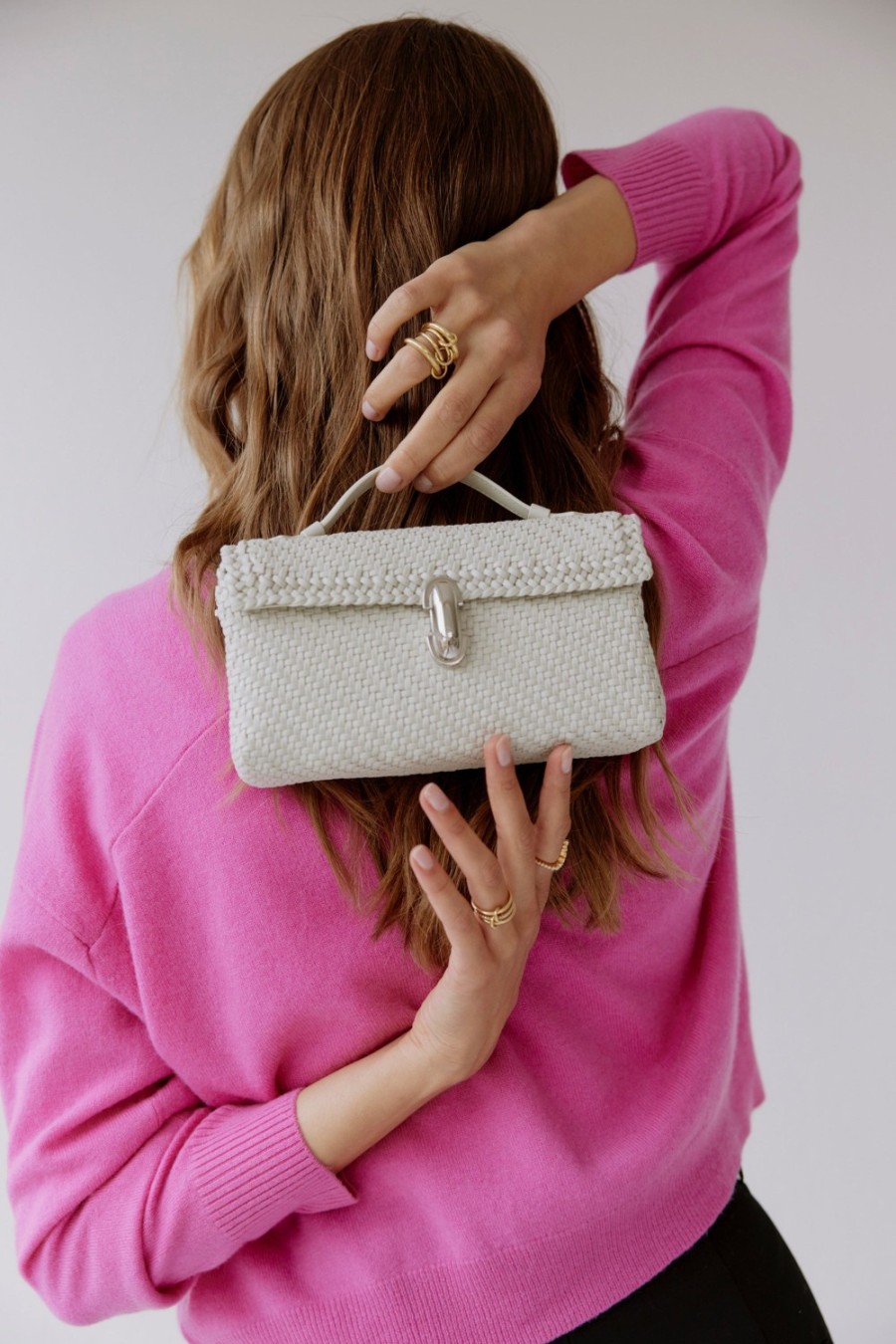 Sacs Savette | Sac Symmetry Pochette Woven En Ivoire